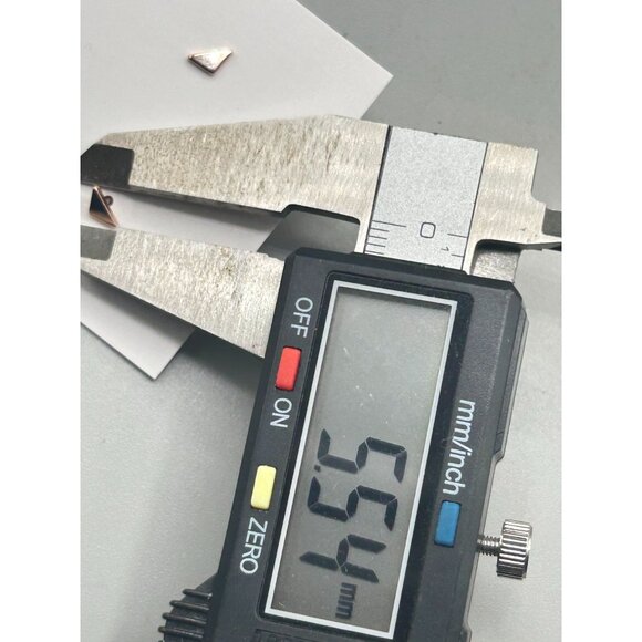 Tiny Petite Triangle Stud Earrings Sterling Silver Rose Gold Wash Dainty Studs - Picture 7 of 7